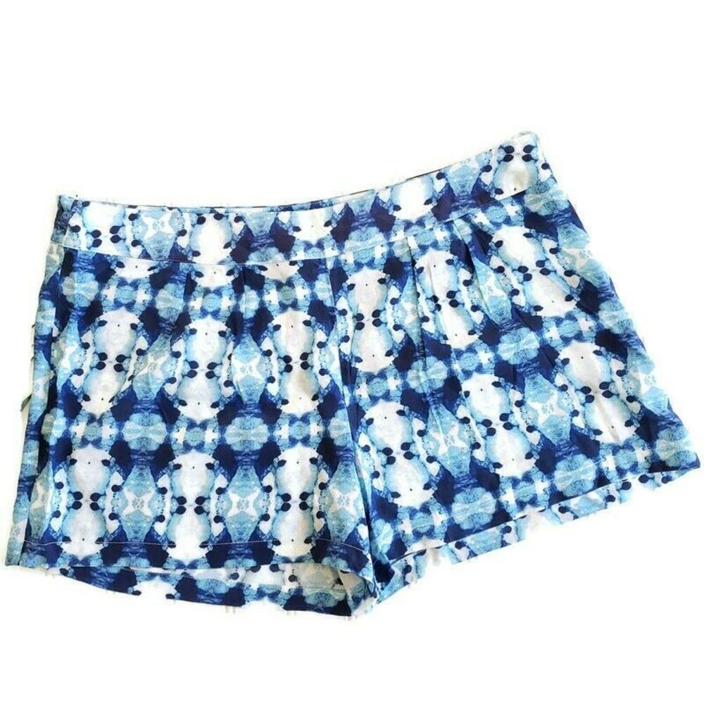 TART Ashby silk stretchy printed dress shorts in ink blot blue white Size 6 NEW